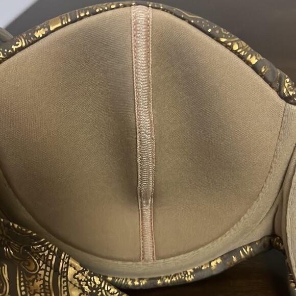 Victoria's Secret Neutral Tan Gold Bandeau Halter Swim Top Bikini Top Boho 34B - Picture 7 of 7